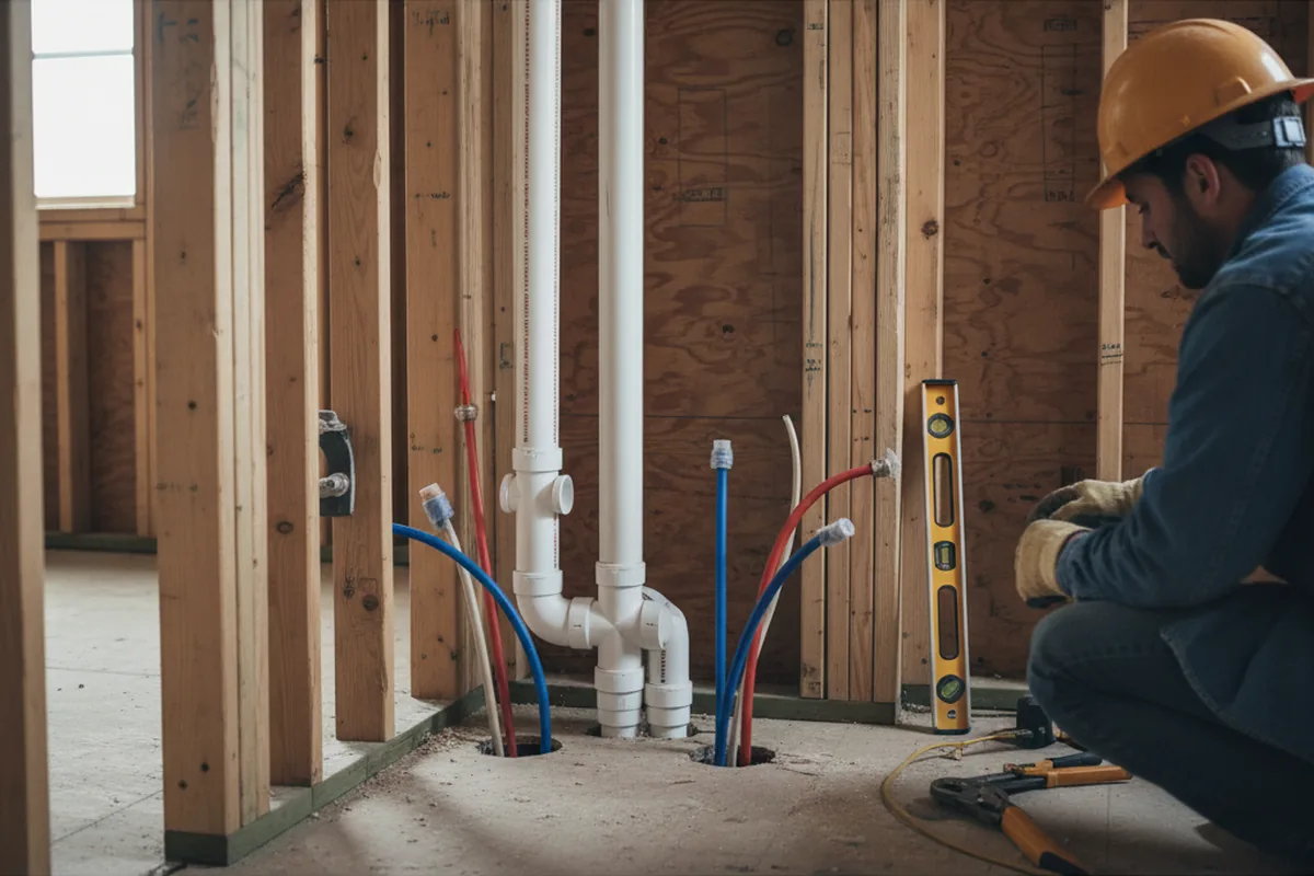 Drain and supply rough-in during Leak Detection in Port Byron